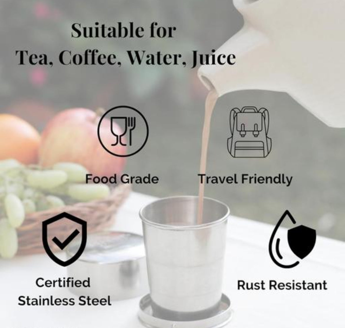 Foldable Steel Glass 2 Pc Set | LoopLuxe